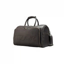 Espresso Monarch Premium Leather Travel Duffle Bag Side Angle View.