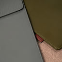 Leather Laptop Sleeve Gray Close up View
