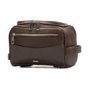 Leather Wash Bag Large Coffee Brown Front View