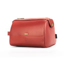 Leather Wash Bag Small Rust Red Side View