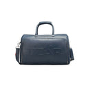 Monarch Premium Leather Travel Duffle Bag In Deep Blue Front View.