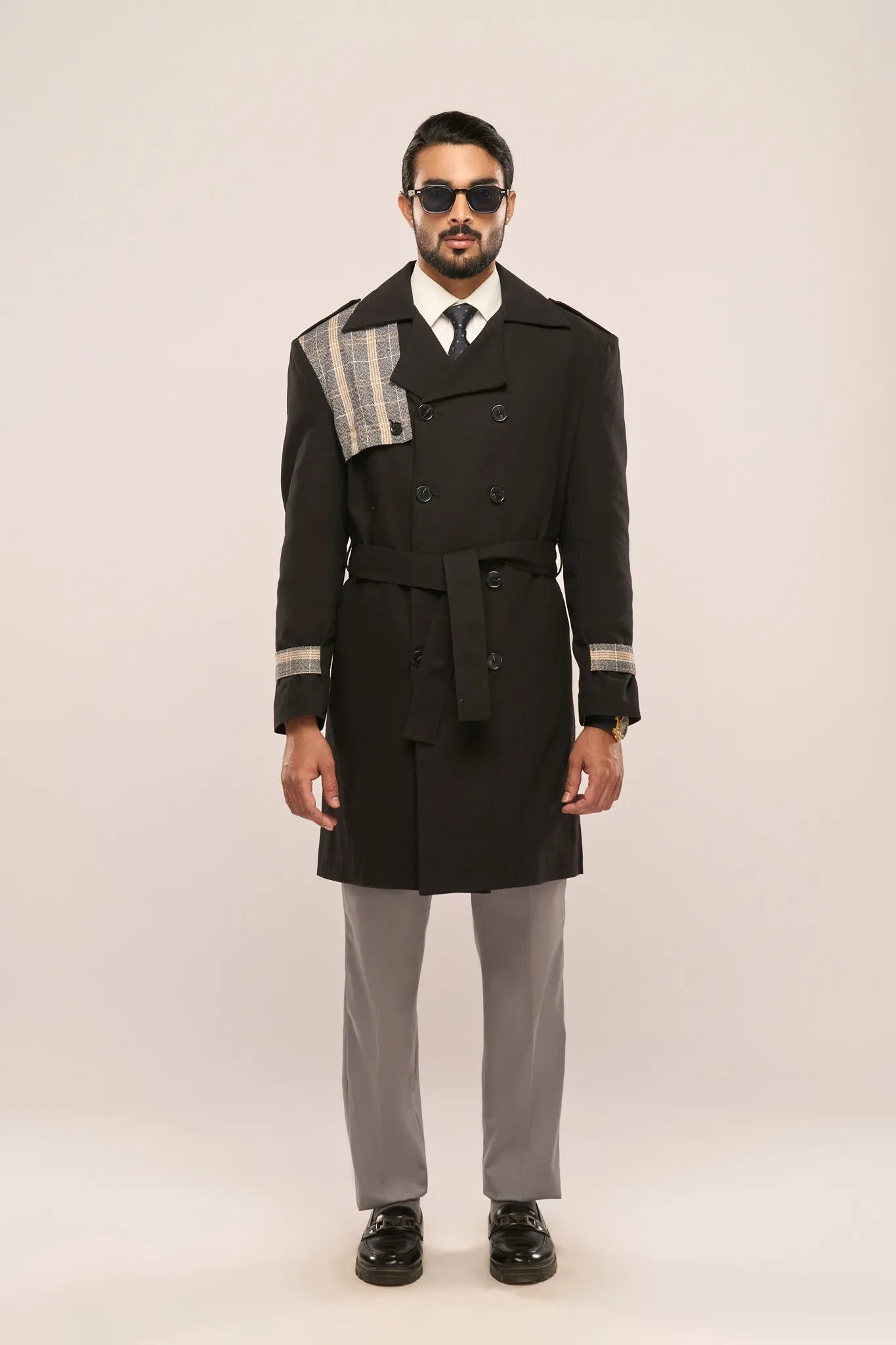 TZÁR Nova Designer Trench Coat | Men's Black Trench Coat | S–XXL