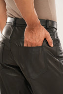 Black Premium Leather Pants for Men | Regular Fit