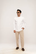 Cotton Poplin Mandarin Shirt | Relaxed Fit