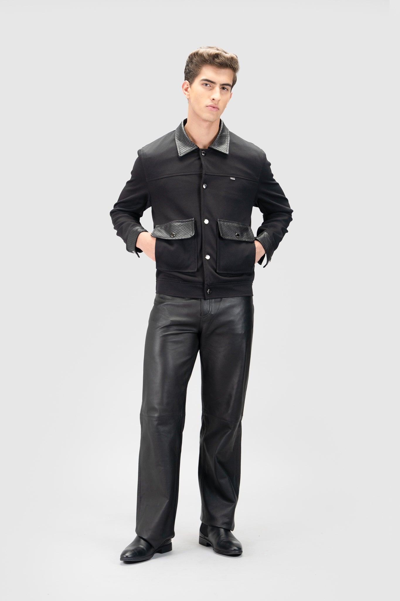 ジャケット・アウター Jan & Carlos Multi Pocket Leather Jacket TZÁR Men's Casual Jacket | Poly Blend & Leather | Relaxed Fit | S