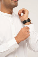 Cotton Poplin Mandarin Shirt | Relaxed Fit