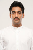 Cotton Poplin Mandarin Shirt | Relaxed Fit