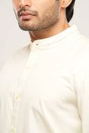 Cotton Poplin Mandarin Shirt | Relaxed Fit