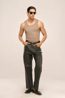 Black Leather Pant Model Pose