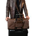 Brown Leather Travel Duffle Bag Styled For Business Travel. 