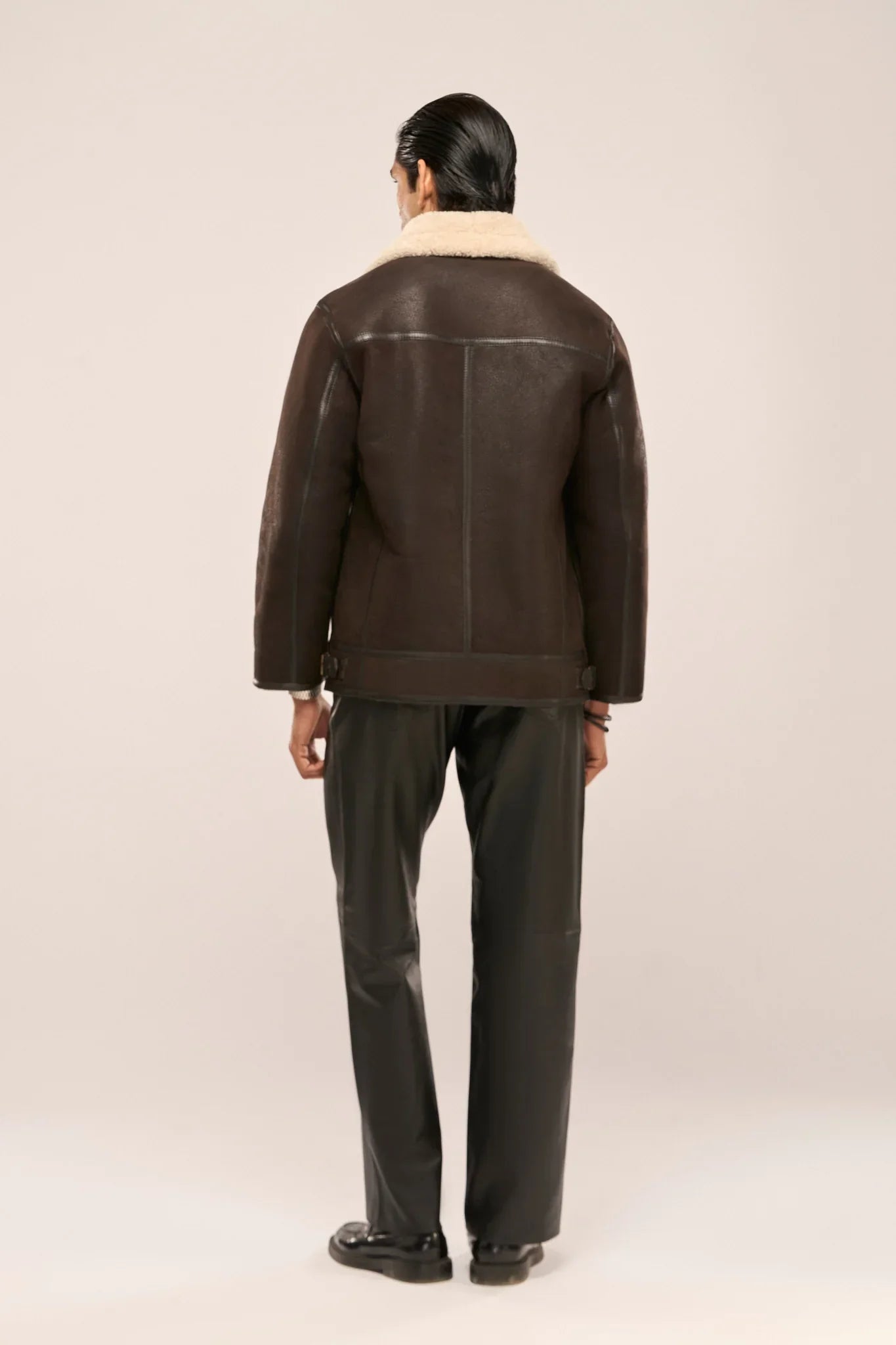 TZÁR Men's Fur & Leather Jacket | Coffee Brown | Regular Fit | S