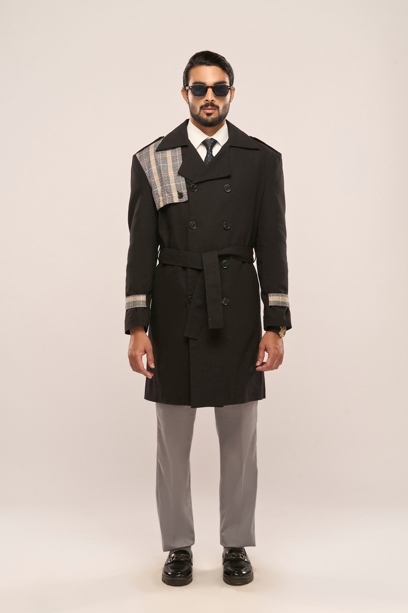 TZÁR Nova Designer Trench Coat Men’s Black Trench Coat S–XXL