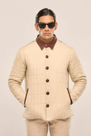 Crest Beige Quilted Jacket Front Detail