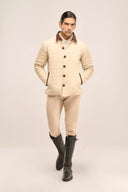 Crest Beige Quilted Jacket Model View