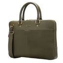 Dark Olive Leather Quantum Briefcase With Professional Design. 