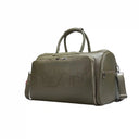 Dark Olive Monarch Premium Leather Travel Duffle Bag Front View. 