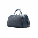 Deep Blue Monarch Leather Duffle Bag With Spacious Travel Design. 