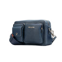 Deep Blue Rover Leather Crossbody Bag With Multiple Compartments. 