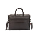 Espresso Leather Briefcase Showing Rear Storage Compartment. 