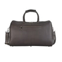 Espresso Leather Travel Duffle Bag Rear View With Structured Design. 