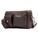 Espresso Rover Leather Crossbody Bag With Compact Travel Design. 