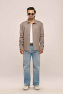 Flap Cotton Shacket Men Gray Lifestyle Shot