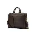 Hercules Premium Leather Briefcase In Espresso Color Front View. 
