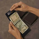 Leather Compact Money Clip Wallet Cash Storage