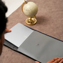 Leather Laptop Sleeve Gray Work space