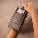 Leather Mobile Phone Pouch Card Storage Brown