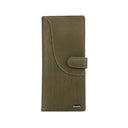 Leather Travel Wallet Dark Olive Front View