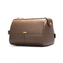 Leather Wash Bag Small Brown Side View