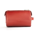 Leather Wash Bag Small Rust Red Back View