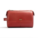 Leather Wash Bag Small Rust Red Front View