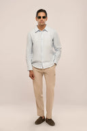 Linen Shirt Men Light Blue Front View