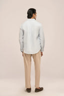 Linen Shirt Men Light Blue Full-Length View