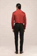 Lyocell Shirt Men Rust Red Back View 