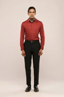 Lyocell Shirt Men Rust Red Front View 