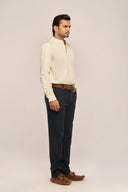 Mandarin Shirt Men Butter Yellow Full-Length View 