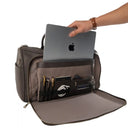 Monarch Leather Duffle Bag Showing Dedicated Laptop Compartment. 