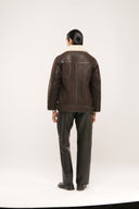 Furr | Coffee Brown Leather Jacket With Fur | Regular Fit