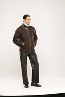 Furr | Coffee Brown Leather Jacket With Fur | Regular Fit