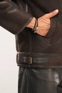Furr | Coffee Brown Leather Jacket With Fur | Regular Fit
