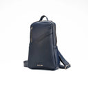 Navy Blue Zenith Leather Sling Backpack With Compact Design. 