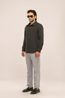 Pleat Shirt Men Charcoal Black Side View