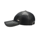 Premium black leather cap for men side view by TZAR