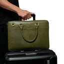 Quantum Leather Laptop Briefcase Carried By Hand For Business Travel. 