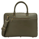 Quantum Premium Leather Laptop Briefcase Side Profile View. 