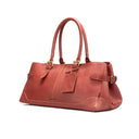 Red Rust Weekender Leather Travel Bag Angled Product Shot.