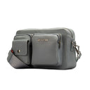 Rover Premium Leather Crossbody Bag In Gray Color Front View. 